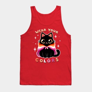 Lesbian LGBT Pride Cat - Kawaii Rainbow Kitty - Wear your colors Tank Top